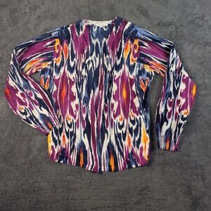 NWT Chicos Open Cardigan Womens Small Multicolor Sweater Abstract Long Sleeve